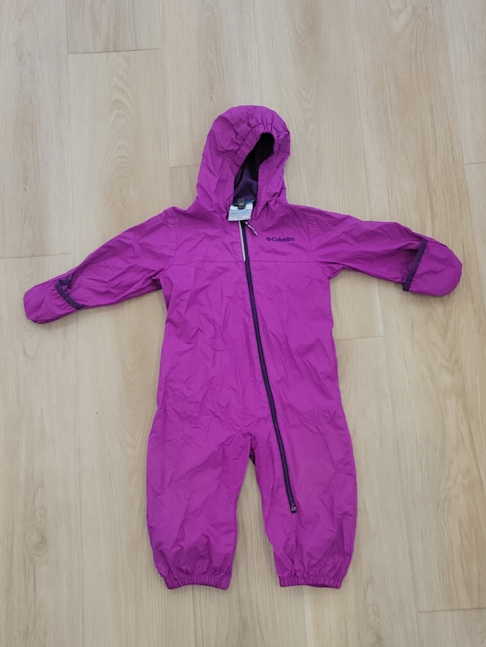 Columbia Bright Purple Kids' Hooded One-Piece Rain Shell size 12-18 months